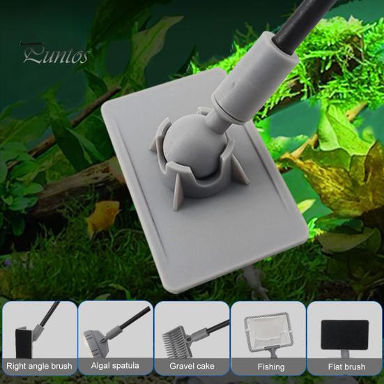 Aquarium Tank Brushes 1 Set Fish 120-Degree Adjustment Adjustable Length Strong Rod Body Algae Scrapers Long Handle 5 in Gravel Rakes for