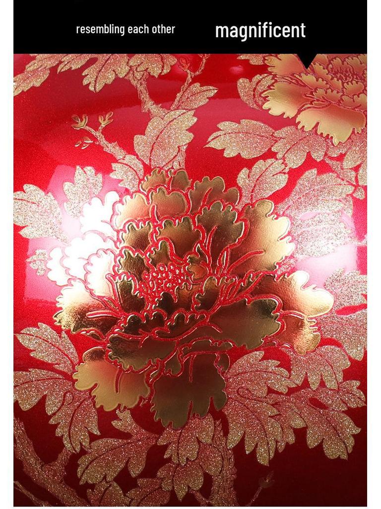 Porcelain Jingdezhen Red Ceramic Vases: Chinese Style Floral Ornaments for Home Decor