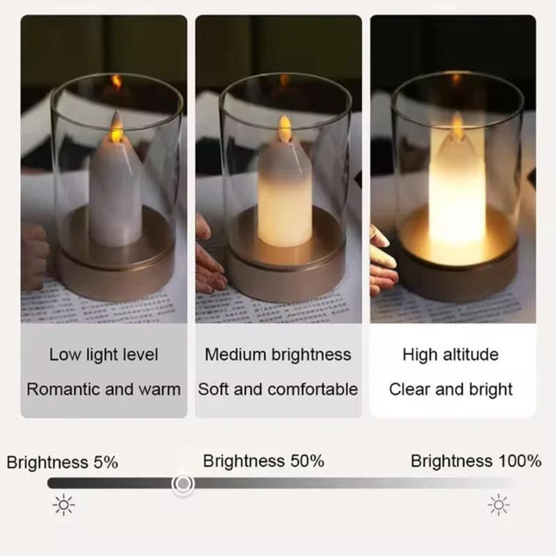 Flameless Illuminant for Home Decor, Gesture Control Dimmable LED illuminant Light, Realistic Flame Flickering Tabletop for M4YD