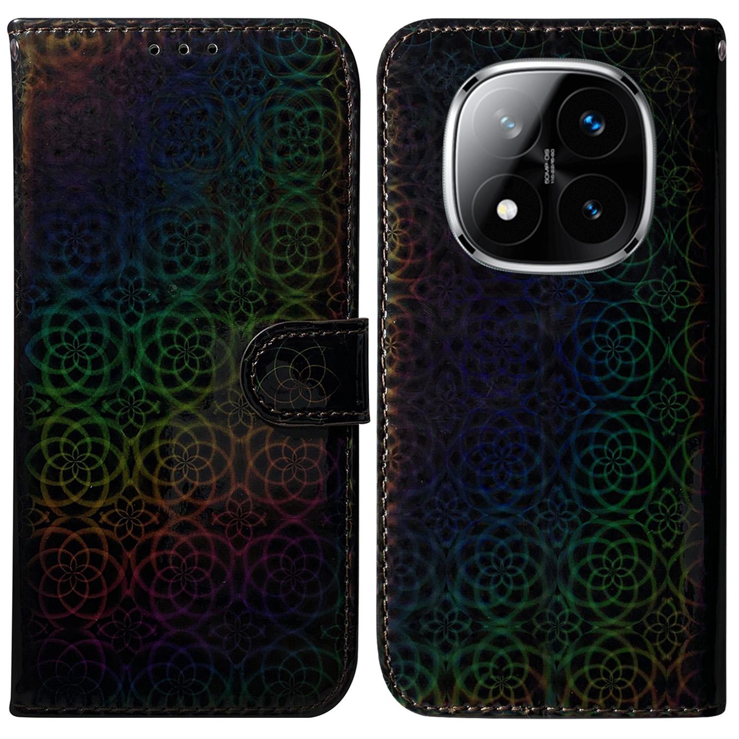 

Для Xiaomi Redmi Note 14 Pro 5G/Poco X7 5G Чехол-подставка Сияющий Цветок Кожаный Чехол для Телефона A
