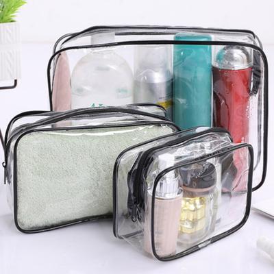 Conjunto de 3 Peças/Conjunto Bolsa Cosmética Transparente Fecho de Zíper Impermeável Visível Portátil Formato Quadrado Grande Capacidade Viagem de Negócios ao Ar Livre Maquiagem
