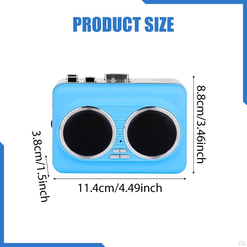 Cassette Player Stereo Double Speaker to MP3 Converter USB with Earphone Jack for Living