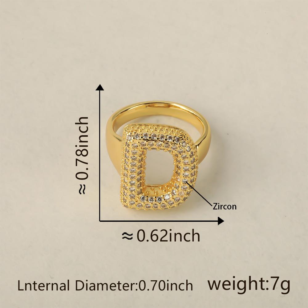 26 Letter Open-Ended Zircon Ring INS Minimalist Series Gift For Friends