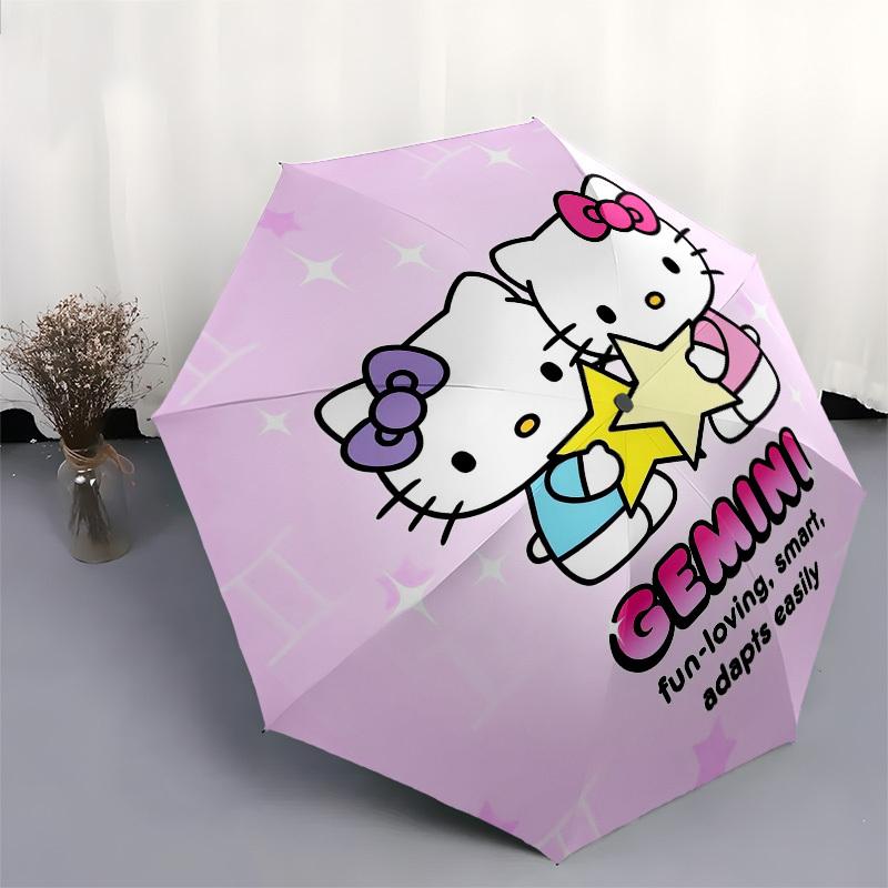 1pc Gemini Hello Kitty Star Friendship Umbrella with Plastic Handle,Suitable for All Seasons Home Travel Outdoor UmbrellaSanlio464