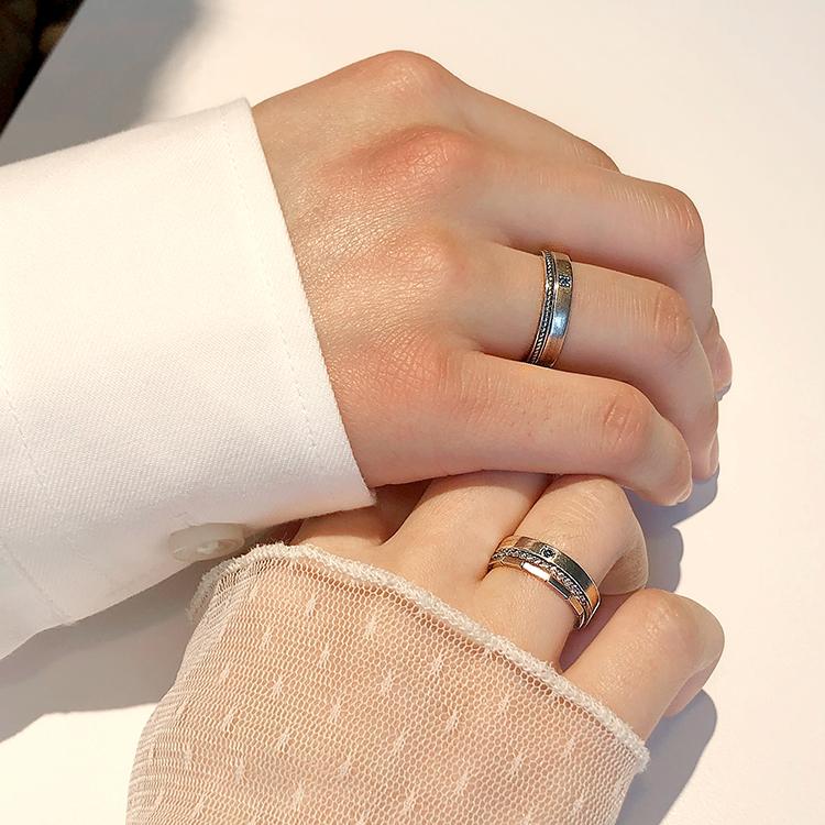 47Bag 925 Silver Vinculo Diamond Couple Ring/ Vinculo