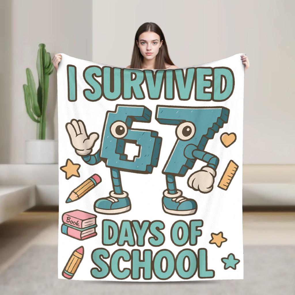 67 Zes Zeven 6 7 Grappige Italiaanse Brainrot Radio Muziek Deken Zacht Mode Pluche Worpdeken Voor Meisjes Slaapkamer Flanel Sprei