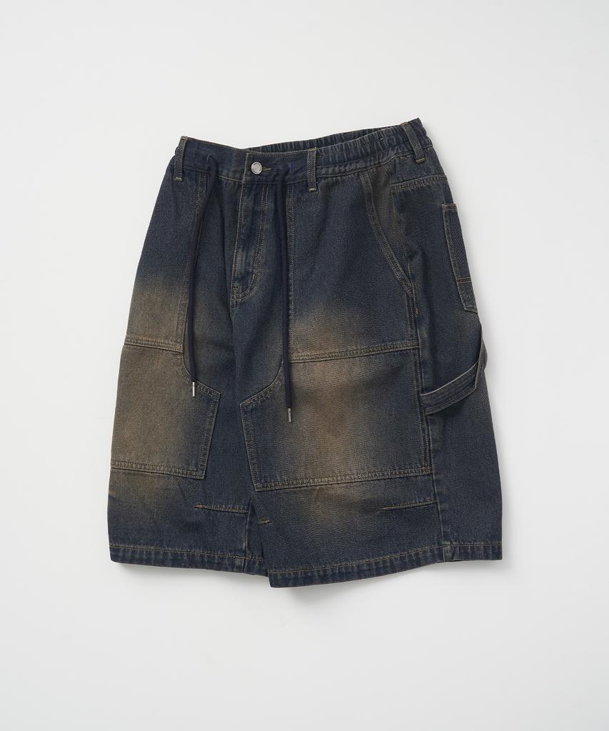 1993STUDIO Double Knee Carpenter Washed Denim Bermuda Pants_Blue