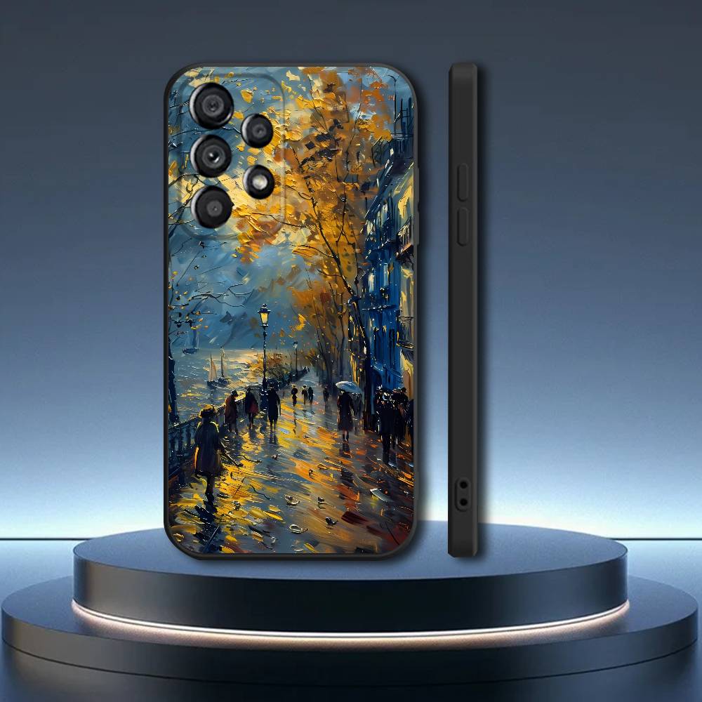 

Autumn Retro Oil Painting Phone Case For Samsung Galaxy A73,31,32,72,41,53,52,71,22,5G,Note,J7,8,9 Soft Black Cover SamsungA30