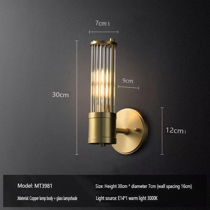 Nordic Luxury Crystal LED Brass Wall Lamp Modern Bedroom Living Room Dining Room Lighting Fixtures Room Decoration Wall Lamp