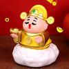 Cai Shen Statue Solar Powerd God of Wealth Fortune Sculpture with Swinging   for Business Home Car Ornament Present