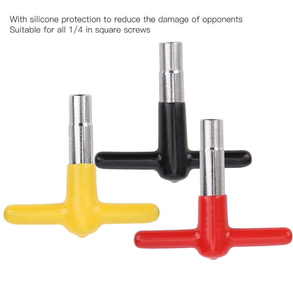 3PCS Yellow+Black+Red T Shaped Drum Key Silicone + Metal Drum Tuner Key For Percussion Drummers