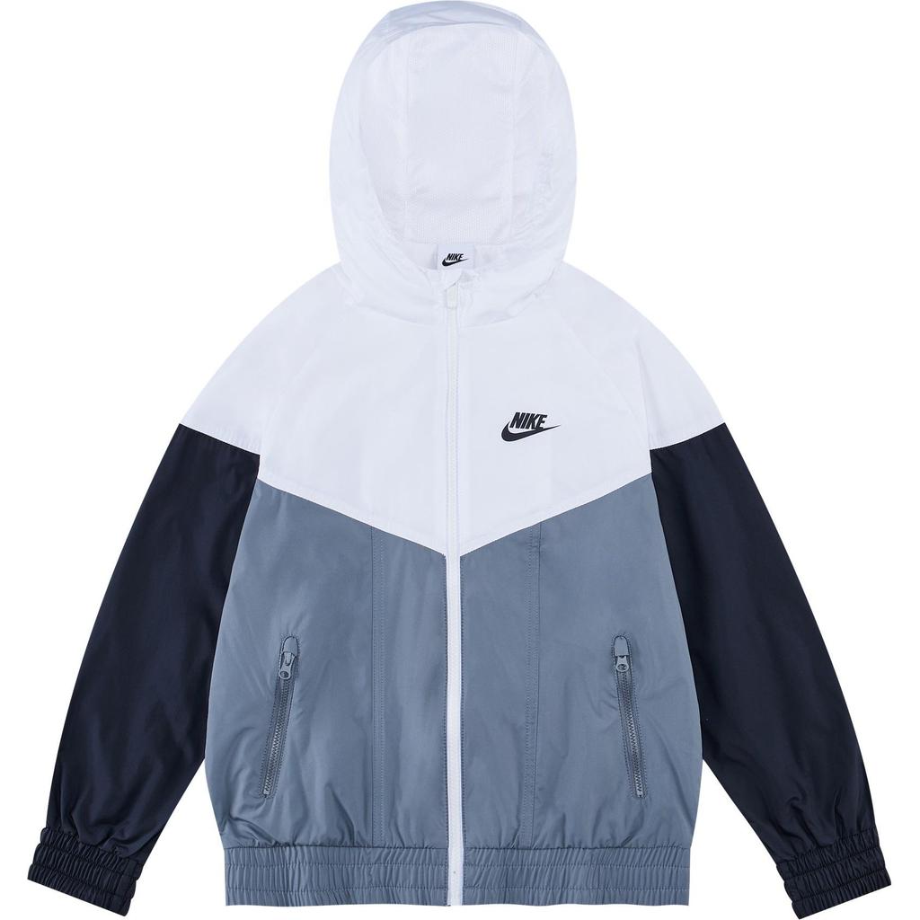 Nike Kids Sportswear Windrunner Water-Resistant Hooded Jacket With Logo Kids Outerwear Smoke-Grey FZ5516-100