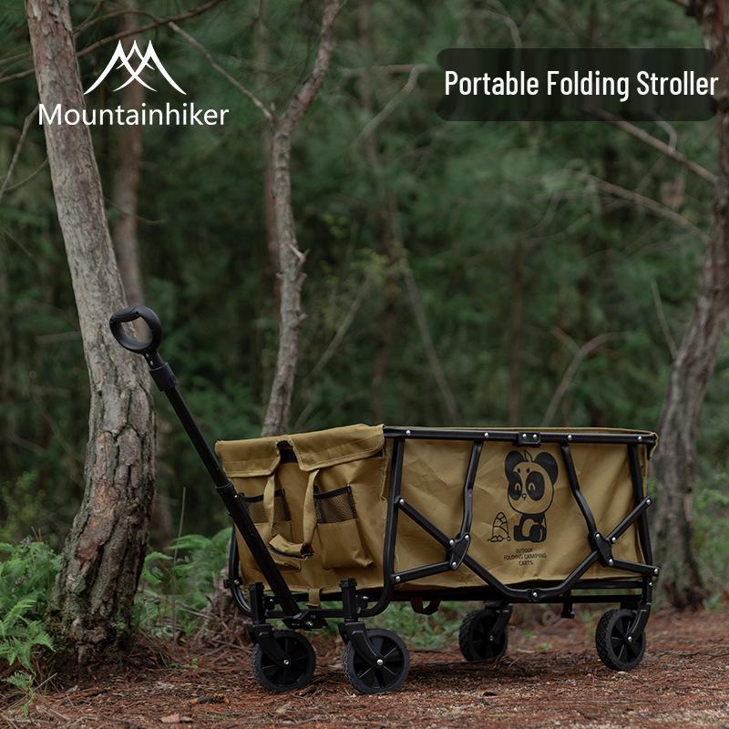ShanZhiKe Double-Layer Portable Folding Camp Stroller - Outdoor Hand Pull Cart for Picnic and Stall Use