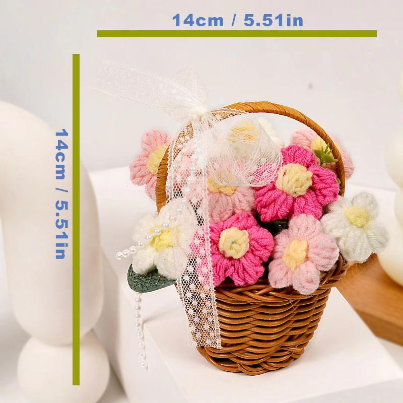 §1PC Handmade Crochet Flower Bouquets, Knitted Flower Bouquet For Christmas, Home Decor, Birthday Gift For Woman Wife Mom