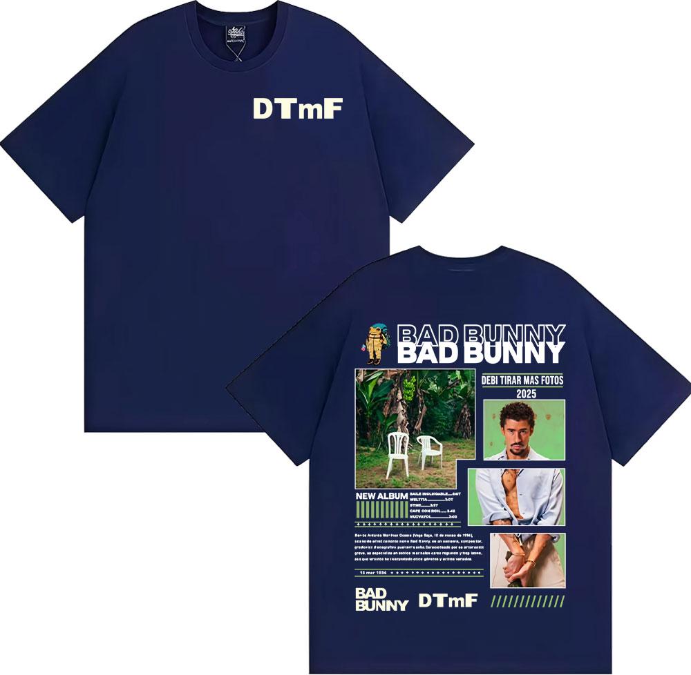 Rapper Bad Bunny Album Cover Graphic T Shirt Debi Tirar Mas Fotos Dtmf TShirts Unisex Unisex High Quality Casual Cotton TShirt Y2k