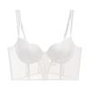 Women's Push-Up Fishbone Corset Mesh Vest & Waist Cincher Bra Set with Chest Pads