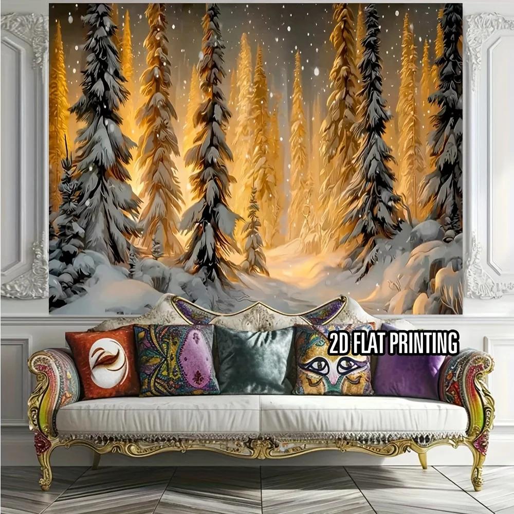 2D-Ebene 1 Stück Winterwunderland Schnee Wald Hintergrundstoff geeignet für Winterparty Dekoration ZL