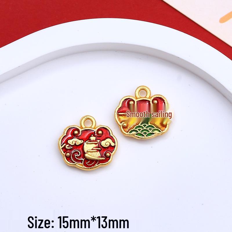 Chinese Style Wealth & Treasures Pendant: Alloy Enamel DIY for Bracelets & Necklaces - New Year Gift