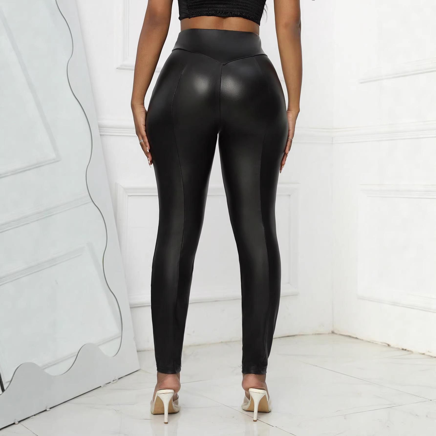 2026 Women s Faux Leather High-Waisted Skinny Pants - Black, Hip-Hugging, Butt-Lifting, Tummy-Control. Large чёрный