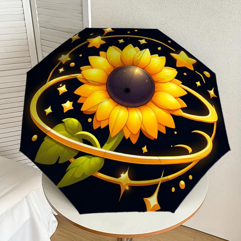 

1pc Golden Sunflower Sparkles Umbrella with Plastic Handle,Suitable for All Seasons Home Travel Outdoor UmbrellaDD1083