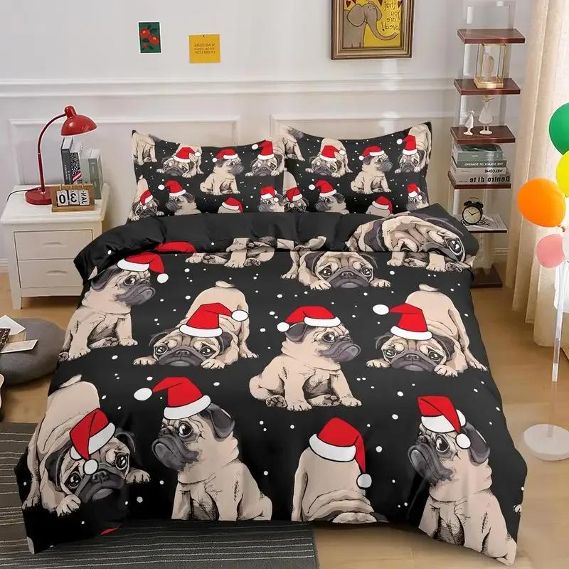 Bulldog Bedding Set Pet Animal Dog Duvet Cover for Boys Adult Bedclothes Covers Comforter Sets Cute Bed Sheets