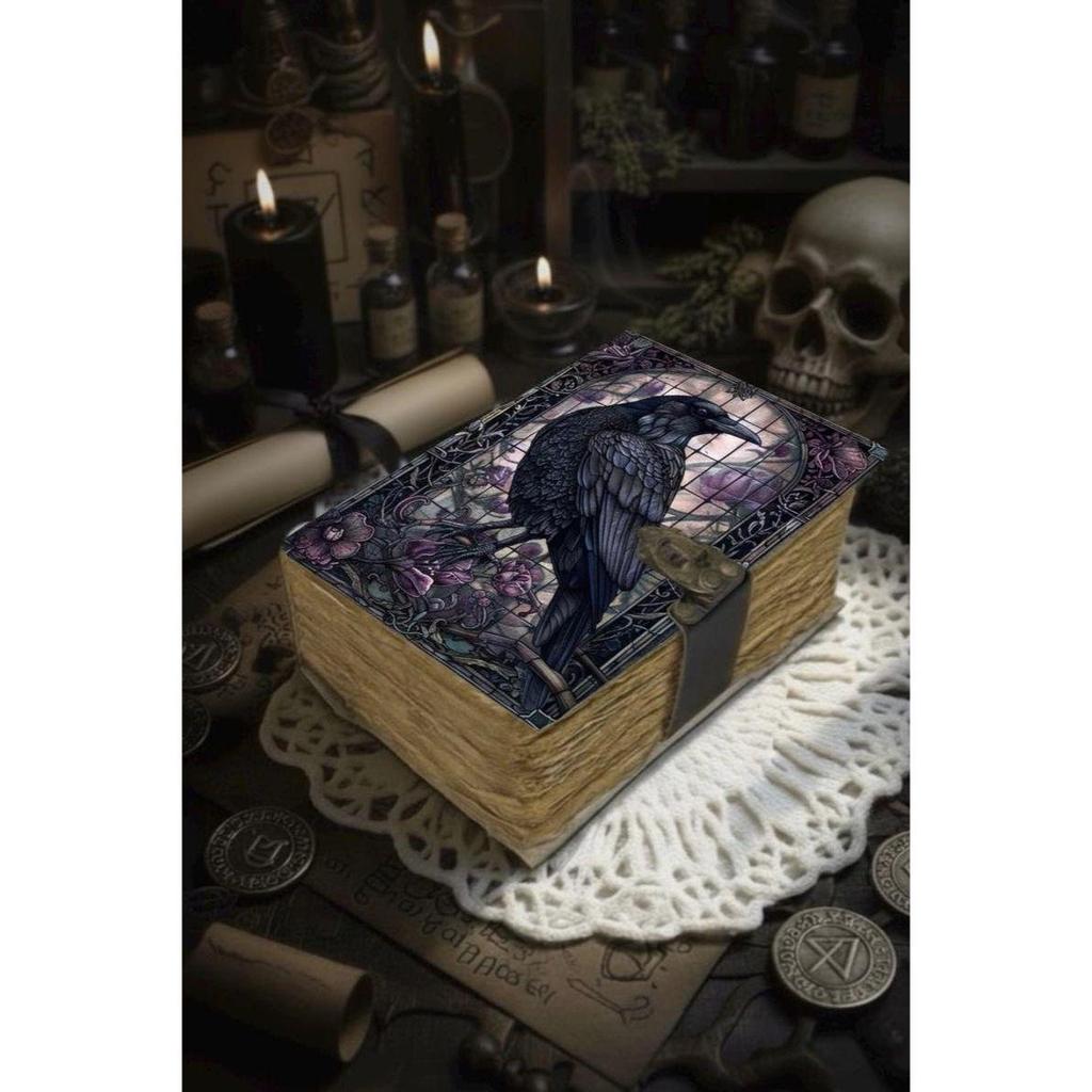 Lederjournal Gothic Grimoire Buch der Schatten Vintage Grimoire Journal Hexerei Magie Journal Rabe Geschenke für Halloween