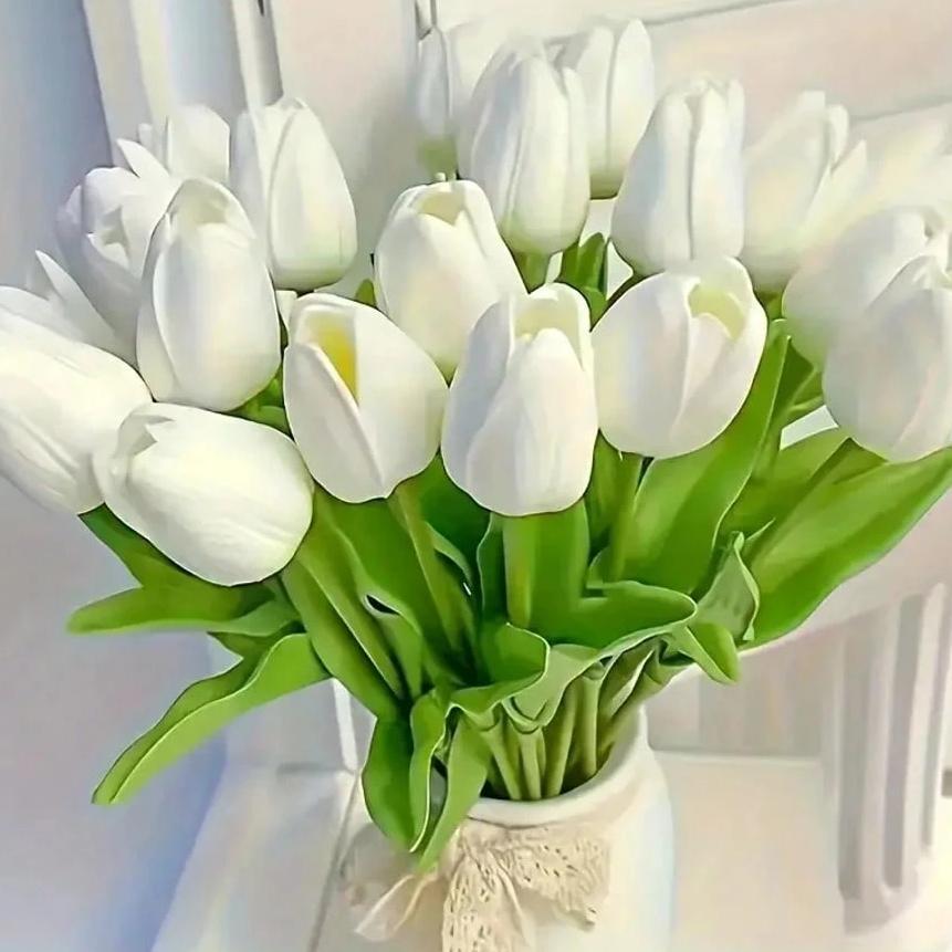 Elegant Artificial Tulip Flowers, Leaf Decorations, Perfect for Weddings, Photography Props, Home & Bedroom Decoration Gifts