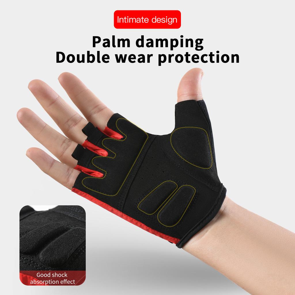 Cycling Fitness Gloves Half Finger Microfiber Wear Resistant Shock Absorbing for Outdoor Sports Riding Bicycle Training Gym