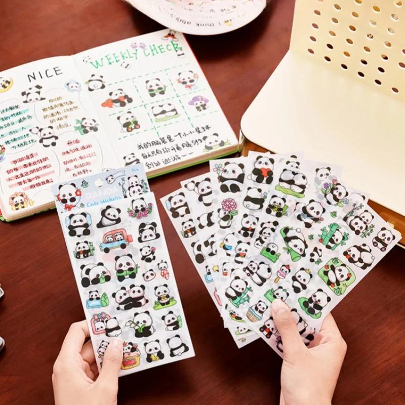 Kawaii Panda Creative Cartoon Stickers Cute Guka Hand-Painted Stickers High-Value Stationery Diy Hand-Painted Handbook Stickers