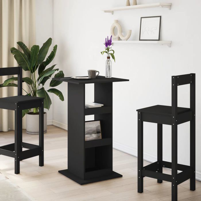 VidaXL Table de bar avec rangement noir 60x60x102 cm bois d’ingénierie, table de pub, table haute, table de tabouret de bar, 854329