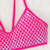 Damen Modischer Badeanzug mit hoher Taille und Netzstoff, femininer geteilter Bikini, Badeanzug mit Neckholder, Farbverlauf, Strandbikini