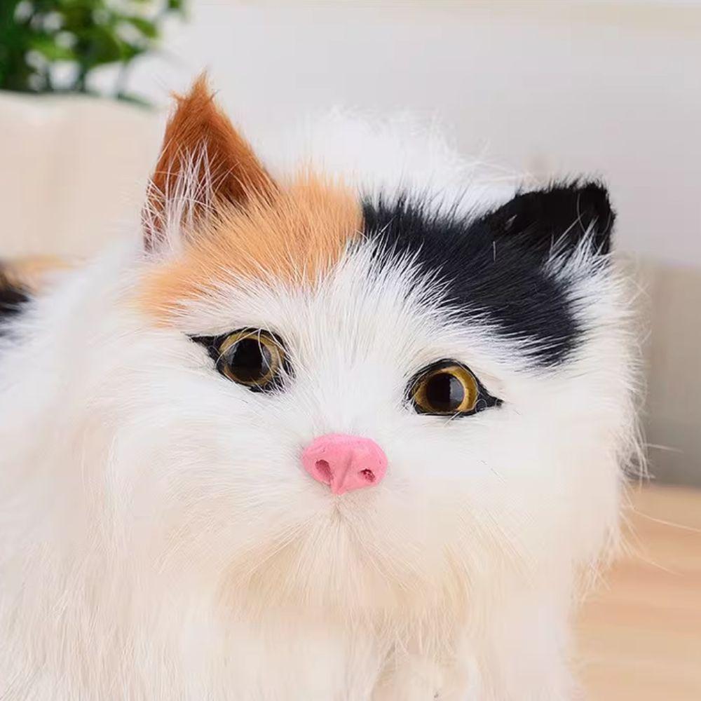 Cozy Fluffy Plush Cat Ornaments Cartoon Realistic Kitten Decoration Collectible
