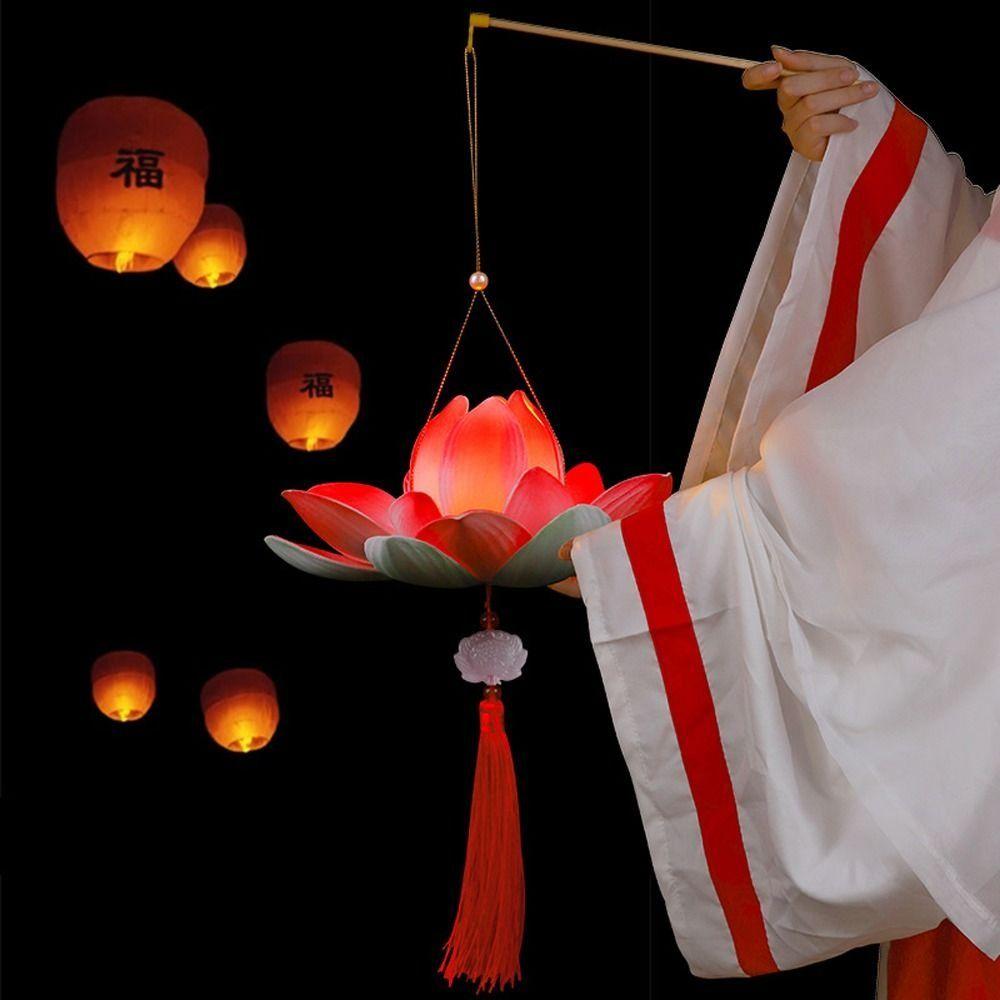Lotus Flower DIY Lantern Material Kit 3D Mid Autumn Lotus Lantern Children