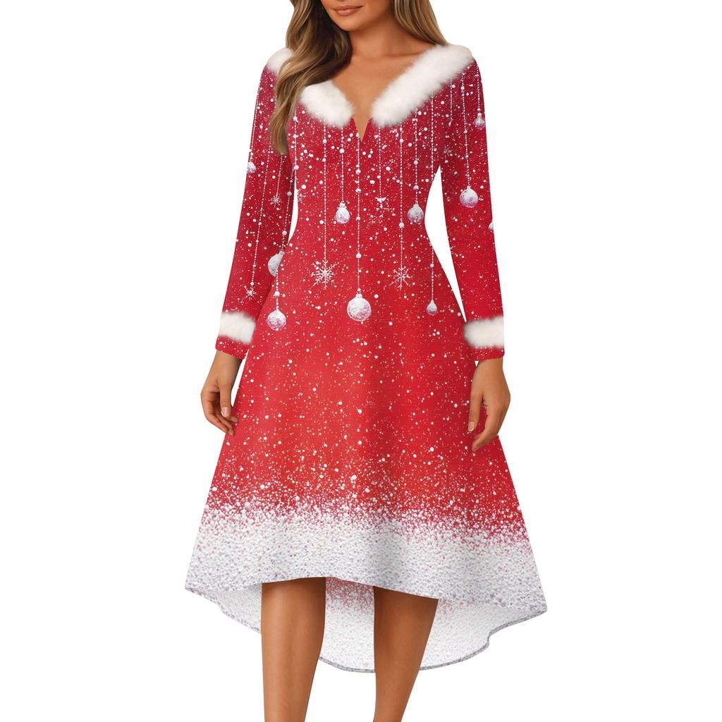 Christmas Party Printed Dresses For Women Vintage Christmas Midi Dress Casual Dresses Cocktail Dress Party Festive Dresses