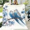 1pc Soft Flannel Throw Blanket with Vibrant Parrot & Cherry Blossom Print | Lightweight All-Season Cozy Blanket for Bed, Travel, Camping, Office, Sofa