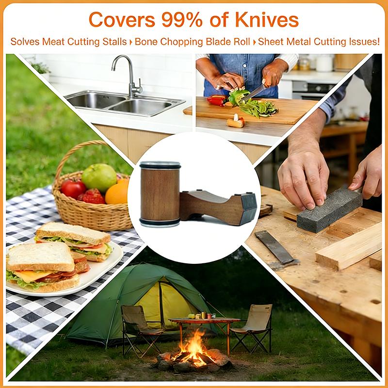 Professionell rullande knivslip - 4 justerbara vinklar 12/15/18/20° Diamantsten Träbas Köksslipverktyg
