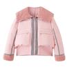 YJ6838 Women's Winter Down Jacket: Versatile Spliced Denim Lapel with Particle Fleece and 90% White Duck Down