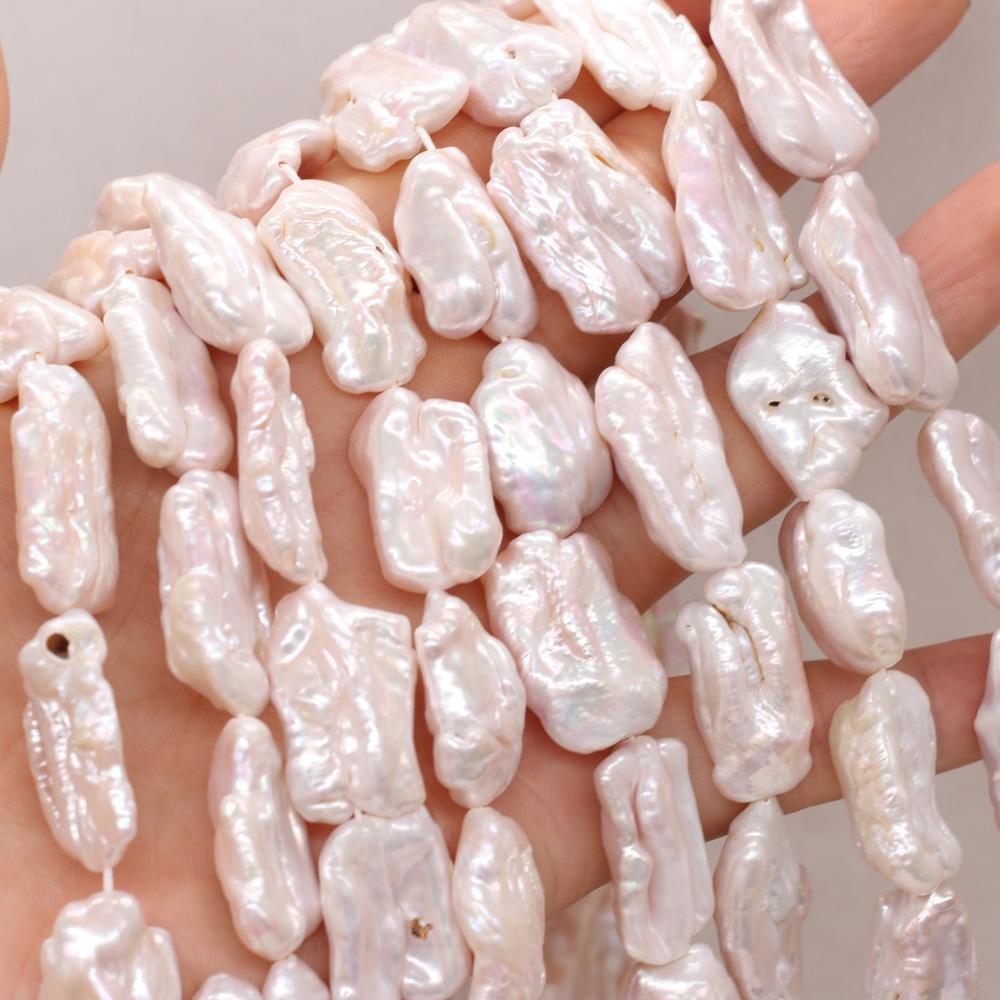 1String, Irregular Baroque Pearls, White Natural Freshwater Pearl Beads, 12×23–15×25 mm, for DIY Necklace Bracelet Accessories, Jewelry Making, 36cm