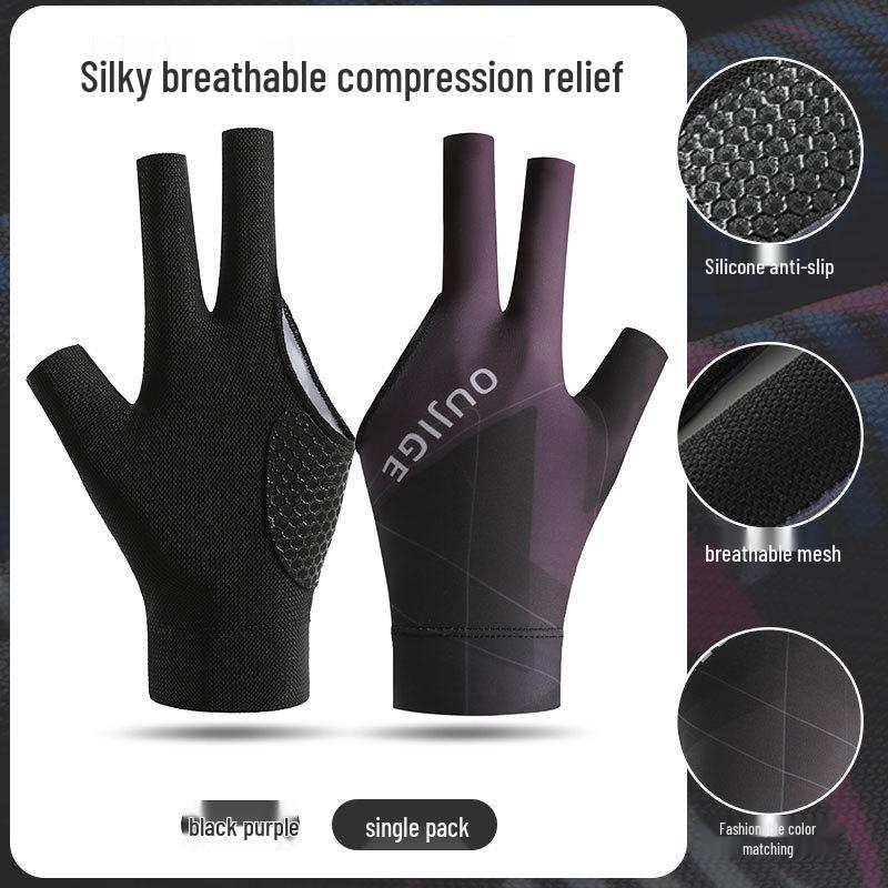 Breathable Non-Slip 3-Finger Billiard Glove - Wear-Resistant, Single Pack