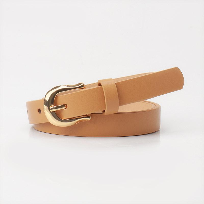 Ceinture plate à boucle ardillon pour femme, couleur bonbon, simple, décorée de vent, pour jeans