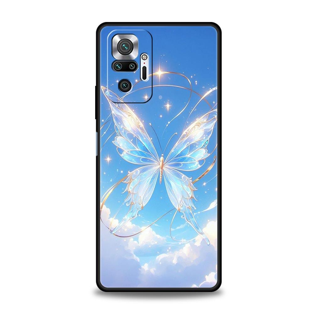 Butterfly Design Phone Case Cover for Redmi 14C 10C Note 15 14 13 12 10 11 K40 Pro Plus 5G Shockproof Soft TPU Shell Fundas Bag