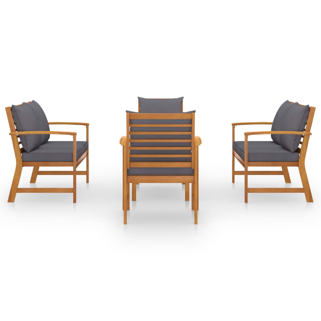 5 Piece Garden Lounge Set with Cushions Solid Acacia Wood
