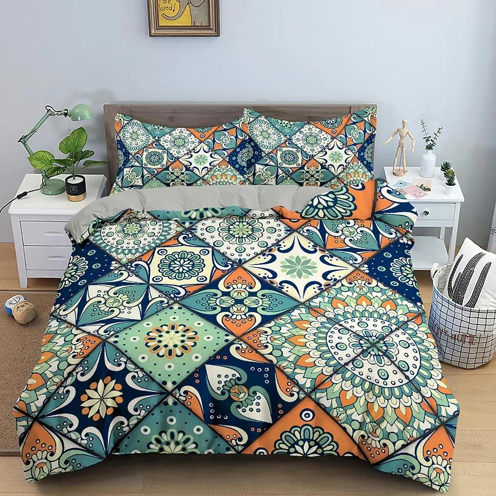 3D Printed Bohemian Ethnic Mandala Comfortable Duvet Quilt Cover Pillowcase Bedding Set Children Bedroom Decoration Home Textile