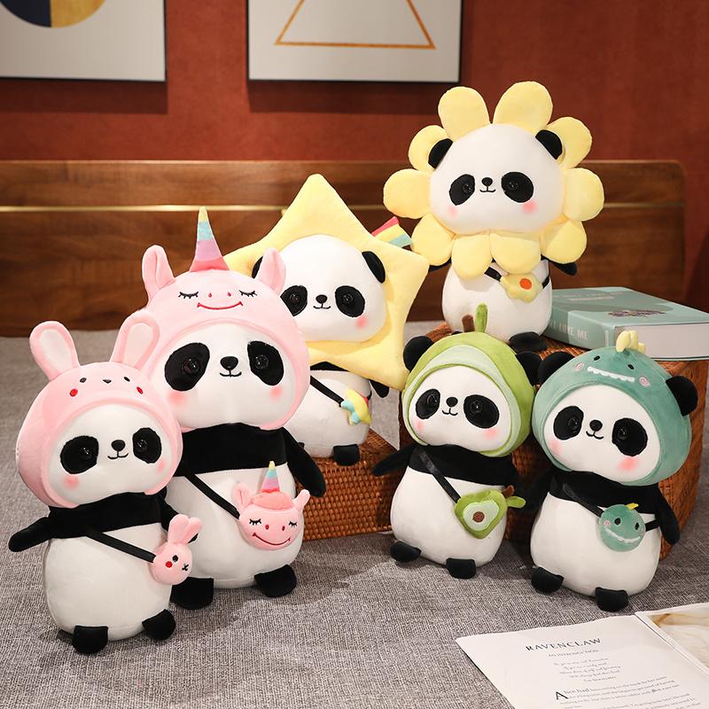 Cute Panda Plush Toy Sets 30/40cm Stuffed Animal Bears Unicorn Dinosaur Rabbit Flowers Pillow Gentle Soft New Year Gift Idea