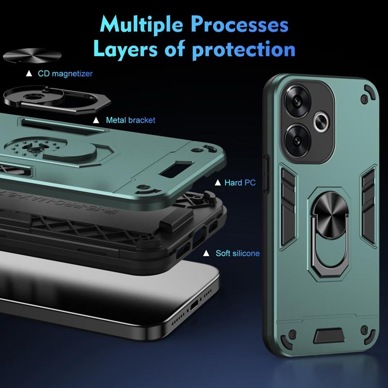 For Xiaomi Poco F6 5G Case Shockproof Armor Case For Poko Little F6 F 6 PocoF6 5G Car Magnetic Holder Ring Protect Cover