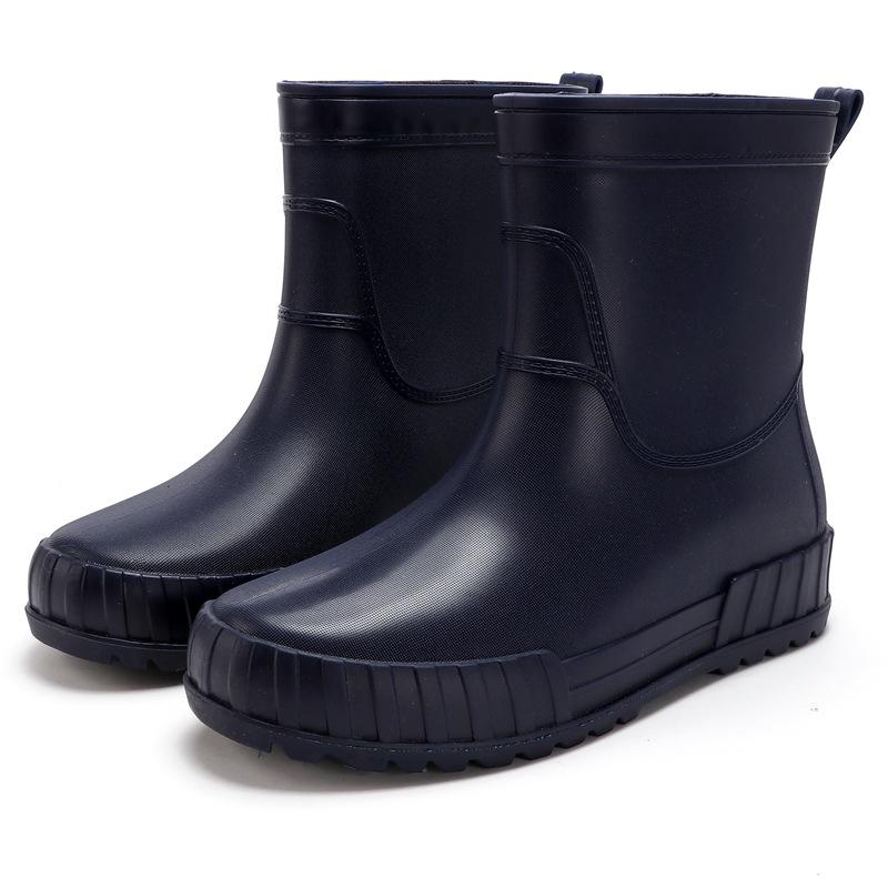 

Rain shoes men s rubber shoes medium tube non-slip waterproof rain boots water shoe cover shoes fishing shoes car wash work shoes men s rubber shoes 44 синий