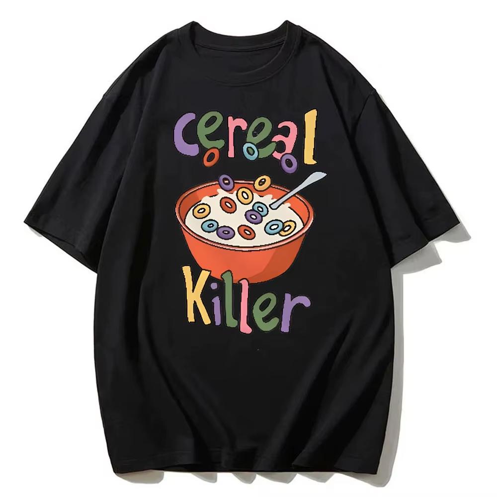 

Funny Meme Tee Cereal Killer Cotton T Shirt Kidcore Offensive Unisex TShirts Colorful Tee Slogan TShirt T Shirt Women 4XL