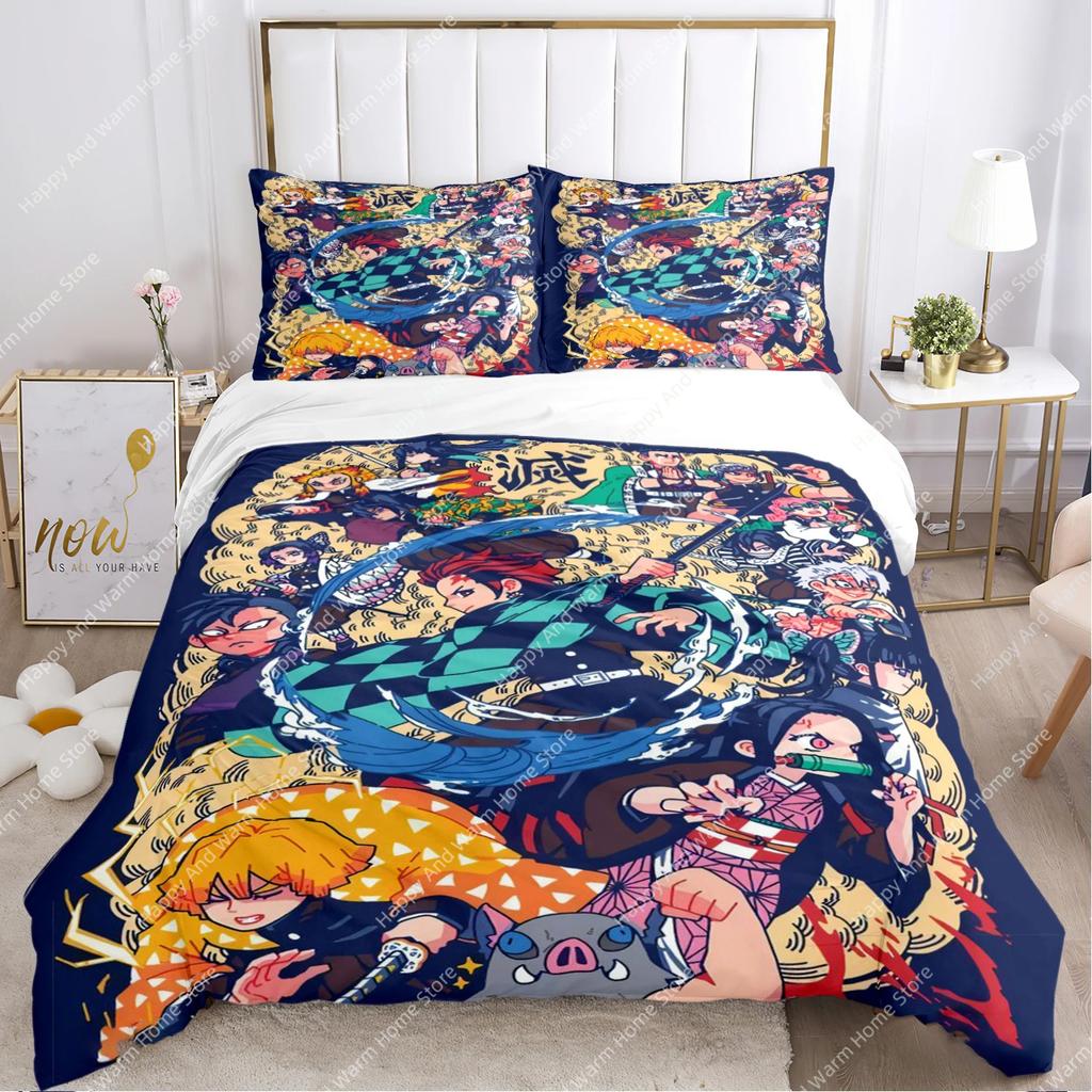 Carton D-Demon-Sla Anime Al Season Soft Duvet Cover Comforter Beding Set Soft Comfortable Quilt Cover Plus Pilowcases Single/Double/Quen/King