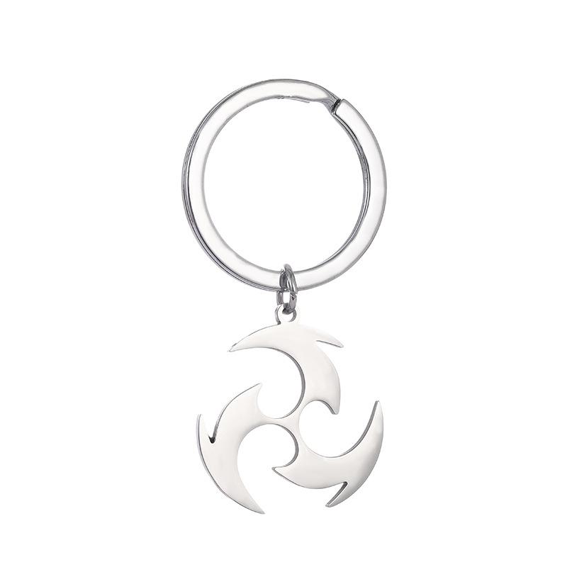 

Stainless Steel Fire Rock Grass Ice Wind Water Thunder Keychain Schoolbag Backpack Accessories Genshin Impact Pendants Gifts