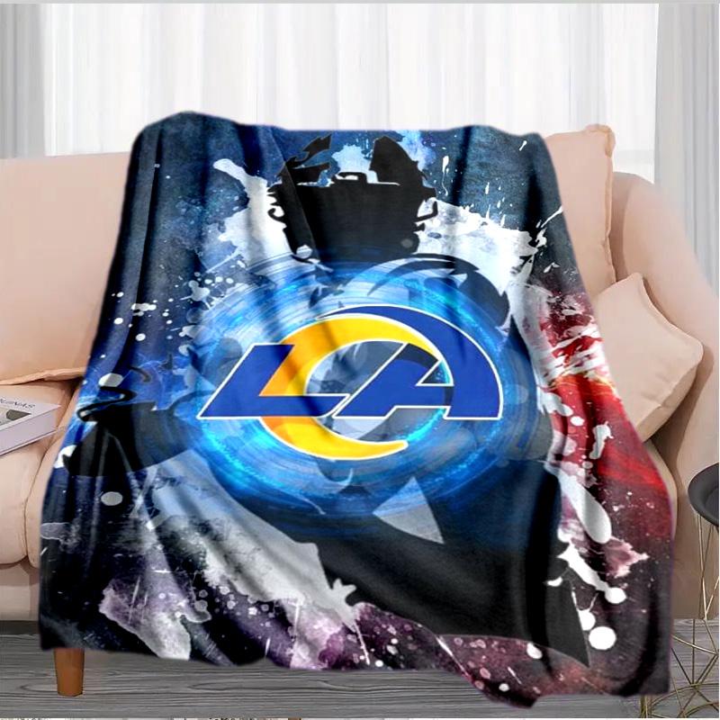 Rams Team Spirit Printed Throws Blanket Soft Flannel Blankets for Couch Bed Gifts for Men Women Picnic Blanket Christmas Gifts